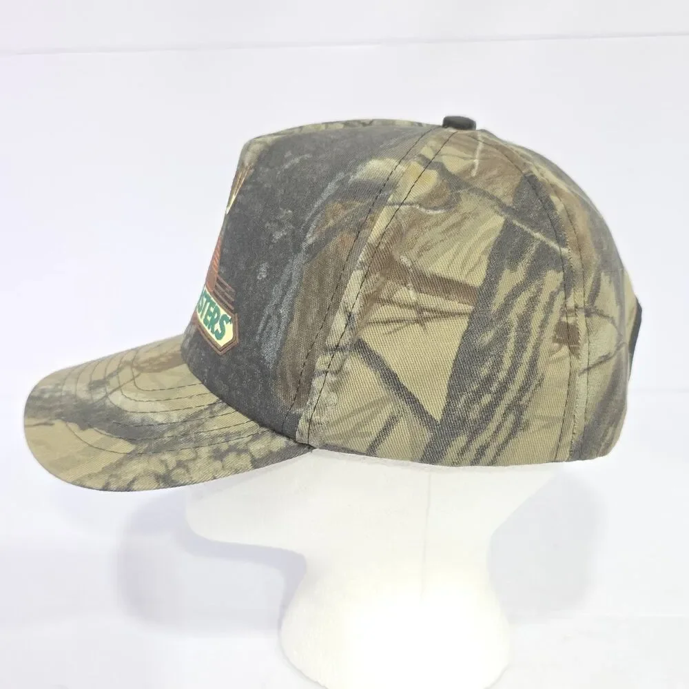 Vintage 80s New Buckmasters Trucker Hat Snapback Realtree Camo Hunting NOS